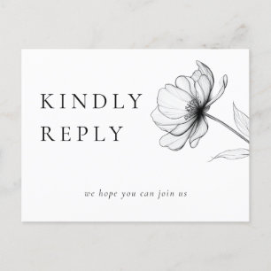 Minimalist Floral Song Request RSVP Postcard