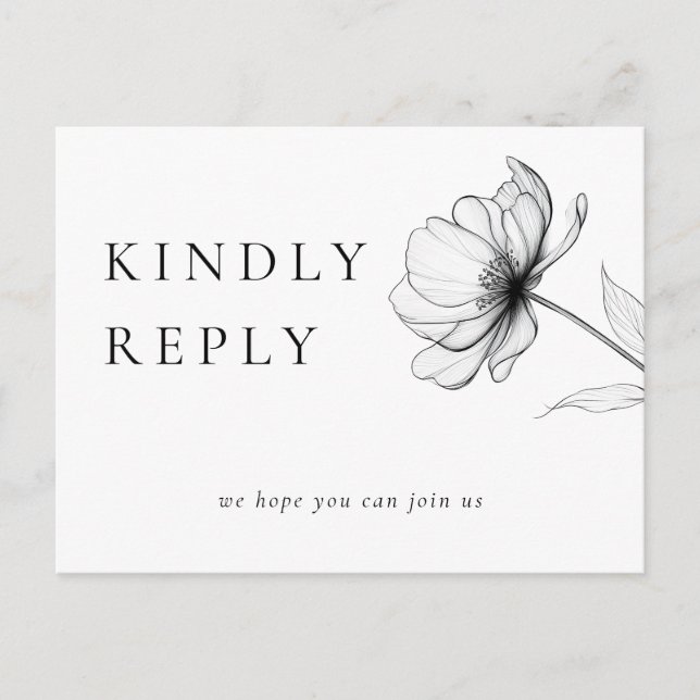 Minimalist Floral Song Request RSVP Postcard (Front)