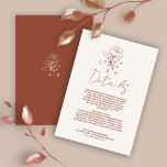 Minimalist Floral Terracotta Monogram Wedding  Enclosure Card<br><div class="desc">Charming design featuring terracotta burn orange outlined flowers,  modern calligraphy,  monogram; on the back initials on terracotta burnt orange background. Use Personalize tool to add your info. Matching items could be found in my Chic Terracotta Burnt Orange Collection.</div>