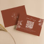 Minimalist Floral Terracotta Wedding QR Code RSVP Card