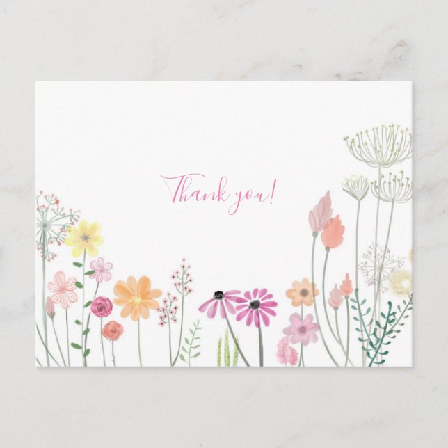 Minimalist Floral Thank You Postcard (Front)