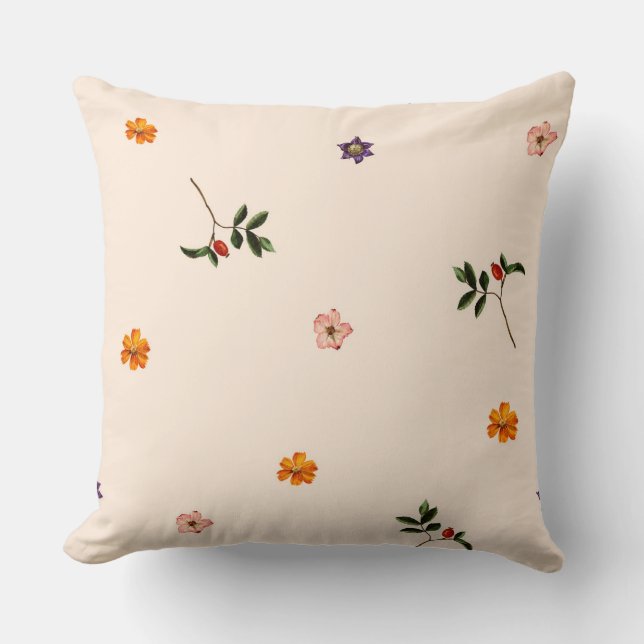 Minimalist Floral Throw Pillow (Front)
