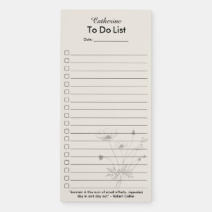 Minimalist Floral To Do List Pad/Elegant Checklist Magnetic Notepad