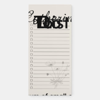 Minimalist Floral To Do List Pad/Elegant Checklist Magnetic Notepad