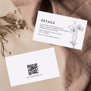Minimalist Floral Wedding Details Enclosure Card