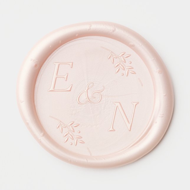 Minimalist Floral Wedding Initials  Wax Seal Sticker (Front)