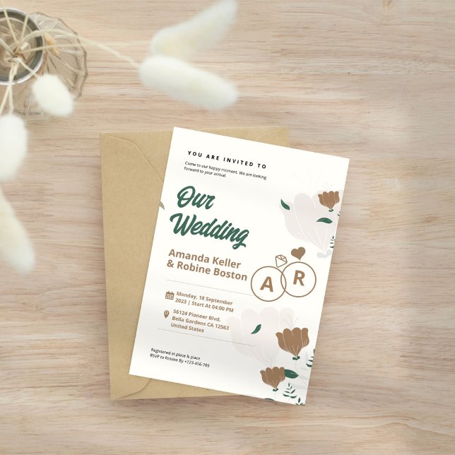 Minimalist Floral Wedding Invitation (Creator Uploaded)
