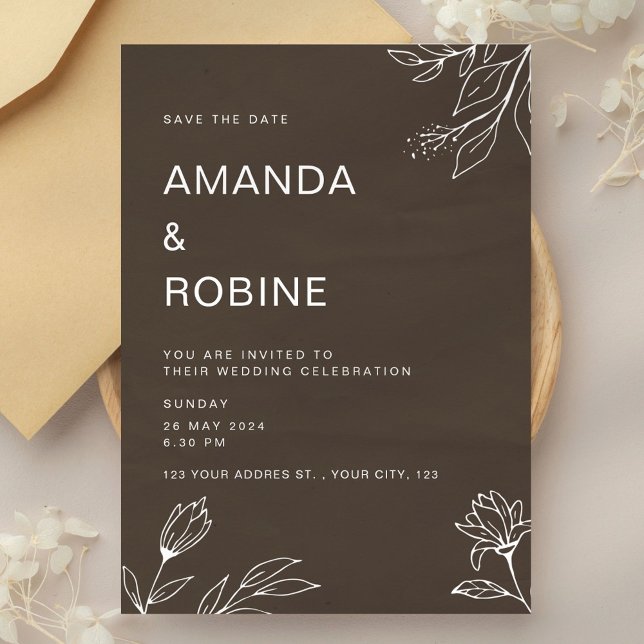Minimalist Floral Wedding Invitation (Creator Uploaded)