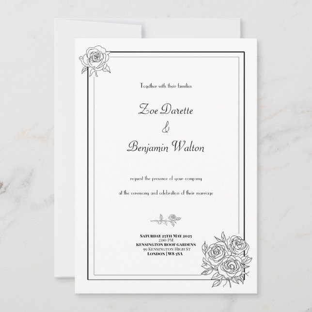 Minimalist Floral Wedding Invitation (Front)