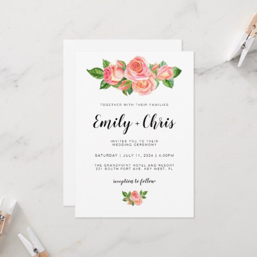 Minimalist Floral Wedding Invitation
