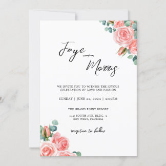 Minimalist Floral Wedding Invitation