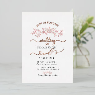 Minimalist Floral Wedding Invitation Elegant Bot Foil Invitation