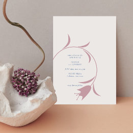 Minimalist Floral Wedding | Mauve & Dusty Blue Invitation