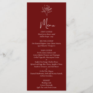 Minimalist Floral Wedding Menu