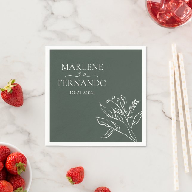 Minimalist Floral Wedding Napkins (Insitu)