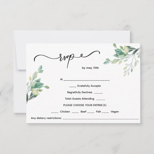 Minimalist floral wedding RSVP card