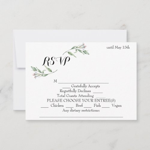 Minimalist floral wedding RSVP card