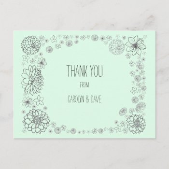 Minimalist Floral Wedding Thank You Cards by TheSillyHippy at Zazzle
