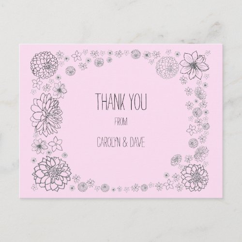 Minimalist Floral Wedding Thank You Cards