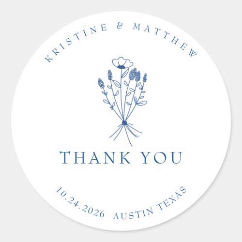 Minimalist Floral Wedding Thank You Sticker