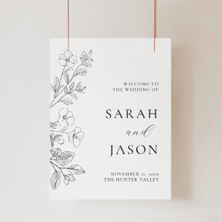 Minimalist Floral Wedding Welcome Sign Foam Board