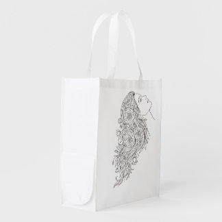 Minimalist Floral Woman Line Art Tote