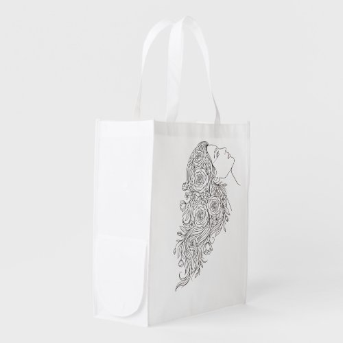 Minimalist Floral Woman Line Art Tote