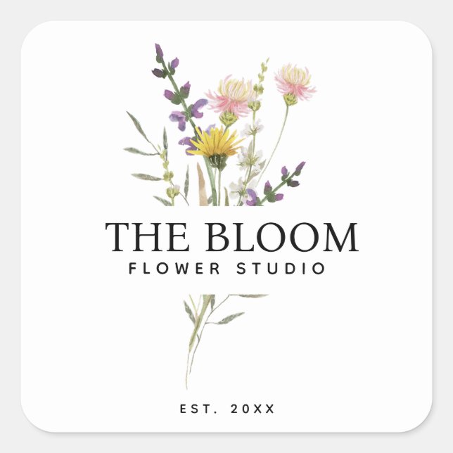 Minimalist Florist Flower Bouquet Label (Front)