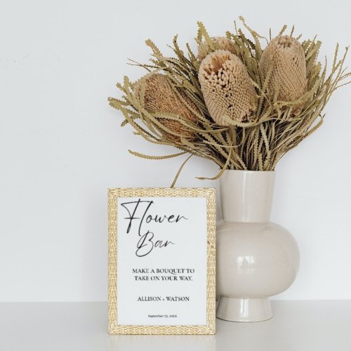 Minimalist Flower bar sign bridal shower flower 