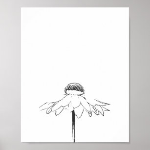 Minimalist Flower Black and White Line Drawing Poster