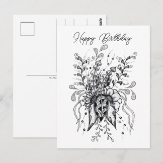 Minimalist Flower Drawing Zen Artwork -  Postcard