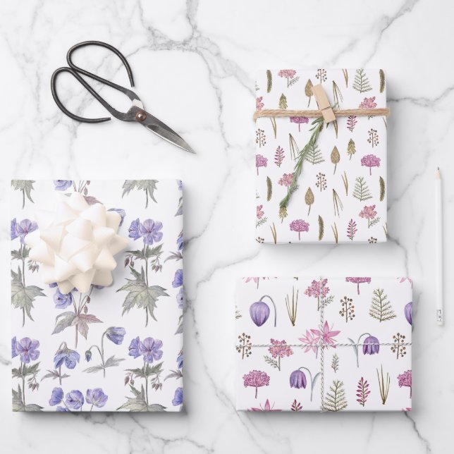 Minimalist Flower Garden Theme Party Gift Favor Wrapping Paper Sheets (Front)
