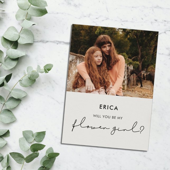 Minimalist Flower girl proposal photo card (Creator Uploaded)