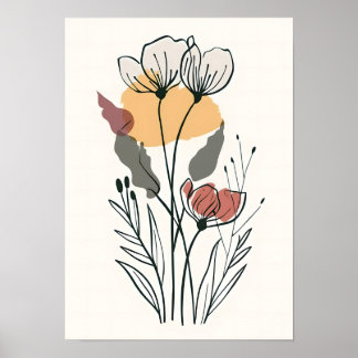Minimalist Flower Line Art Poster