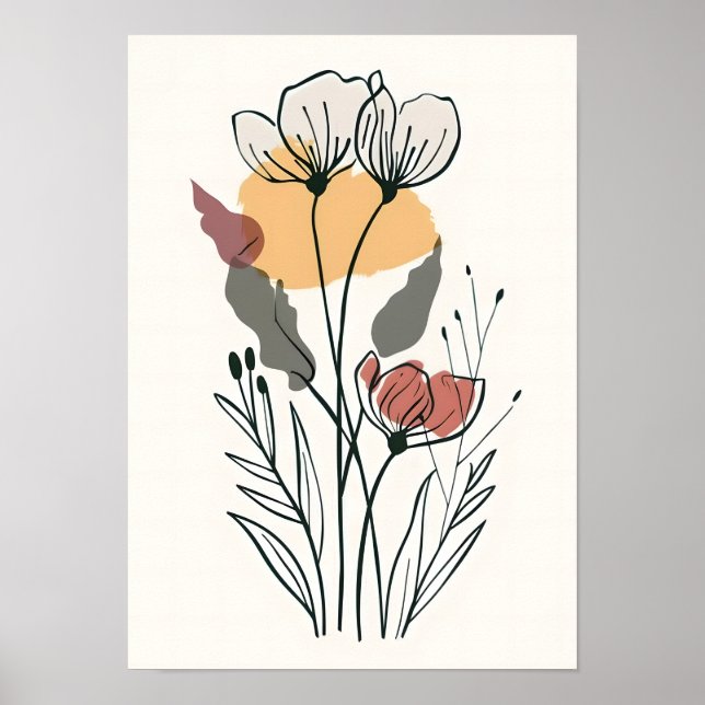 Minimalist Flower Line Art Poster (Front)