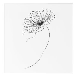 Minimalist Flower Line Drawing black and white Acrylic Print