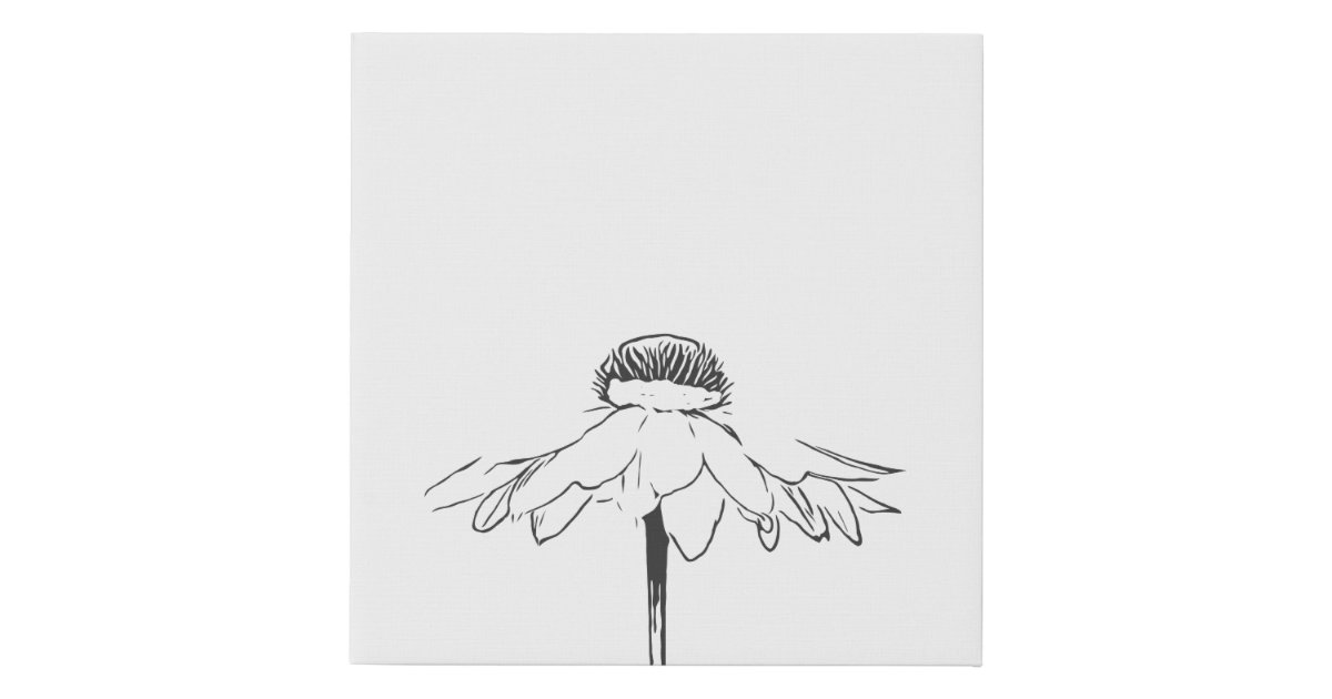 Minimalist Flower Line Drawing In Black And White Faux Canvas Print Zazzle Com