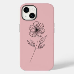Minimalist Flower Line Drawing iPhone 14 Case