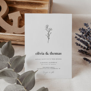 Minimalist Flower Simple Wedding Invitation