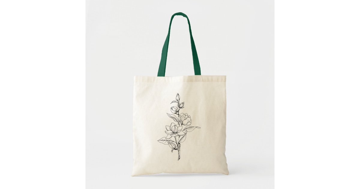 Flower Tote Bag - Wildflower, Floral, Canvas Tote Bag with Zipper
