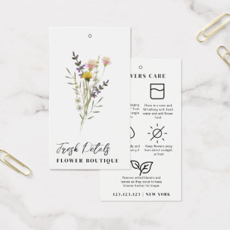 Minimalist Flowers Care Florist Hang Tags