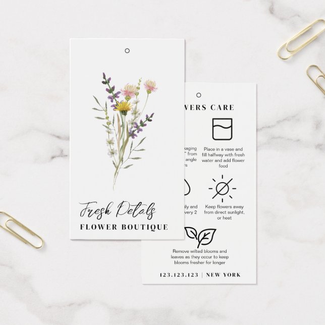 Minimalist Flowers Care Florist Hang Tags (Office)