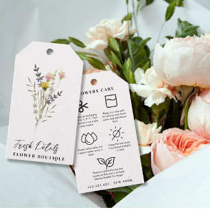Minimalist Flowers Care Florist Hang Tags