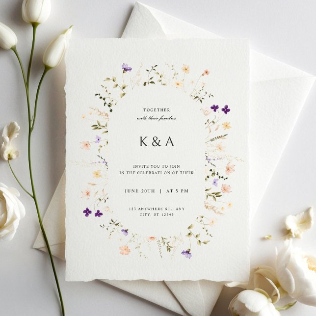 Minimalist Flowers Oval Frame Wedding Invitation (Creator Uploaded)