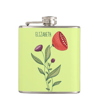 Minimalist Flowers Stylish Name Flask
