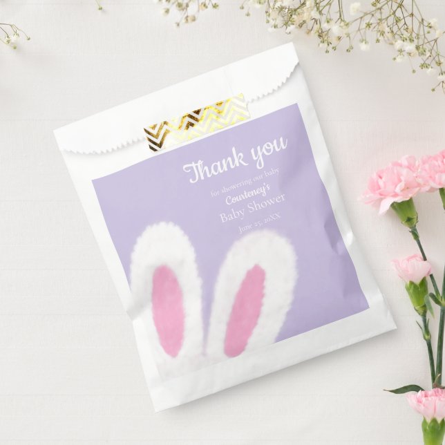 Minimalist fluffy bunny baby shower favor bag (Sealed)