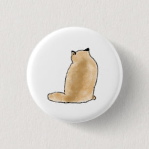 Minimalist Fluffy Tan Cat Personalized Pet Gift Button