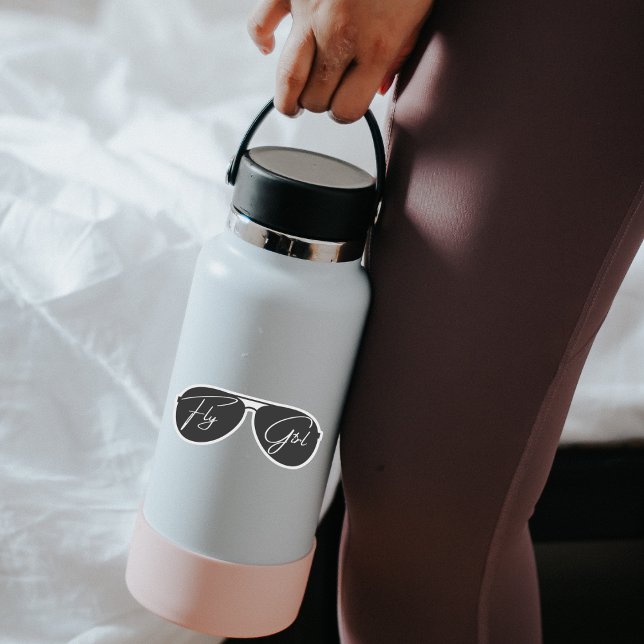 Minimalist Fly Girl Typography,Aviator Sunglasses Sticker (Creator Uploaded)