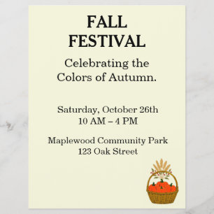 Minimalist flyer for fall festival