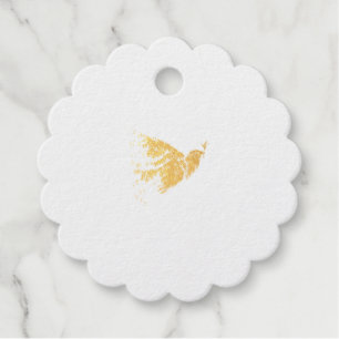 Minimalist Flying Peace Dove Graphic T-Shirt Foil Favor Tags